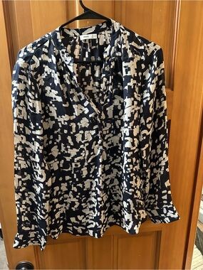 Vince Black and Cream Abstract Print Blouse Size 4